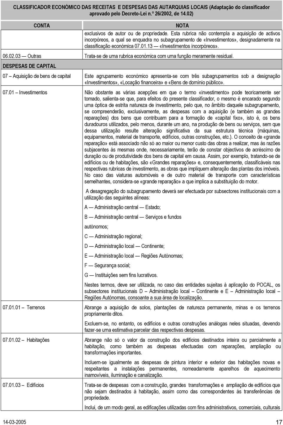 06.02.03 Outras Trata-se de uma rubrica económica com uma função meramente residual.