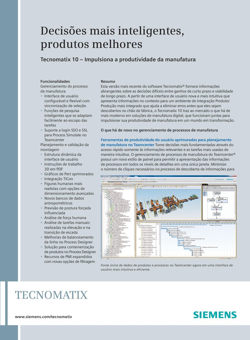 validação da montagem Estrutura dinâmica da interface de usuário Instruções de trabalho 3D em PDF Gráficos de Pert aprimorados Integração TiCon Figuras humanas mais realistas com opções de