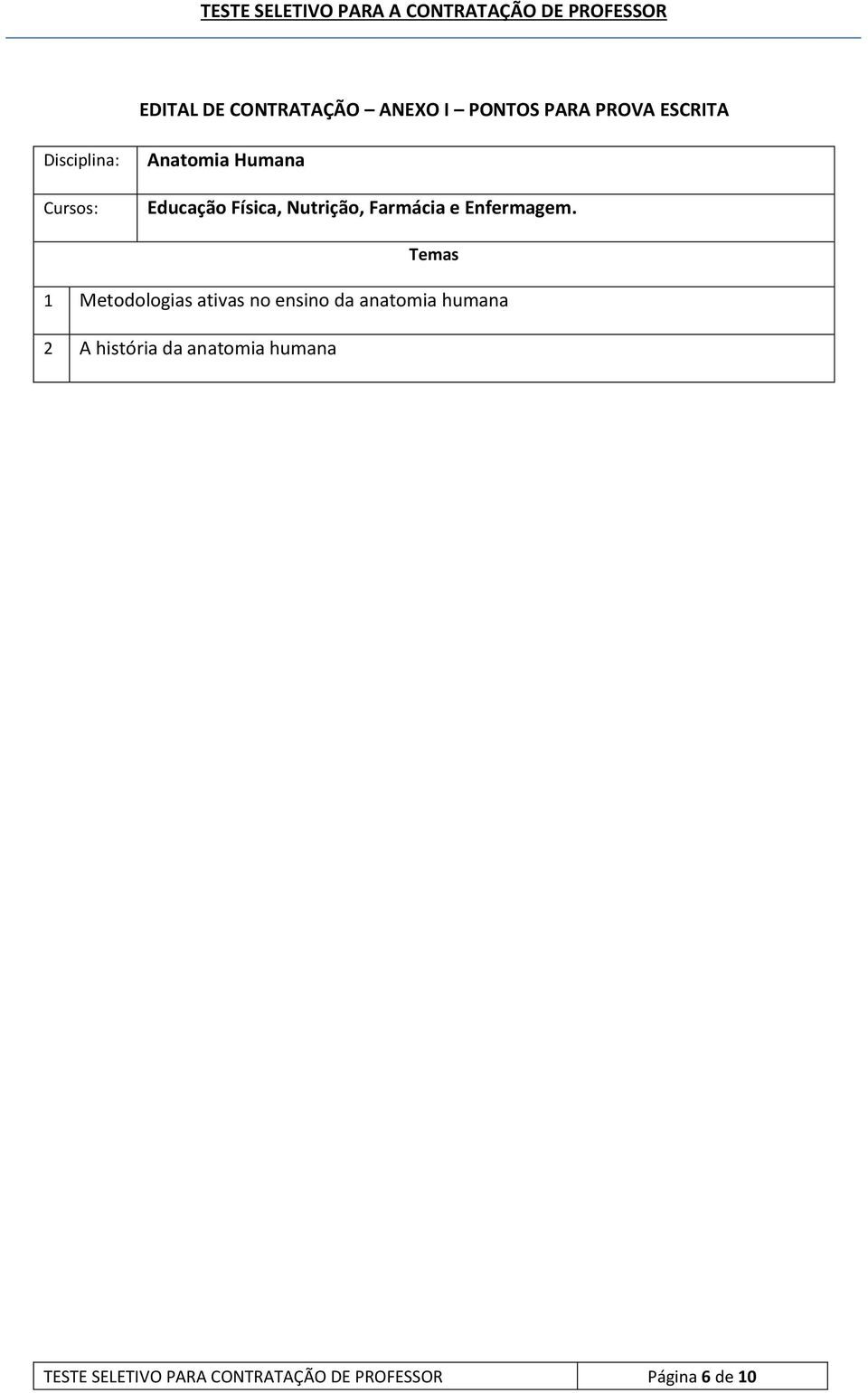 Temas 1 Metodologias ativas no ensino da anatomia humana 2 A história da