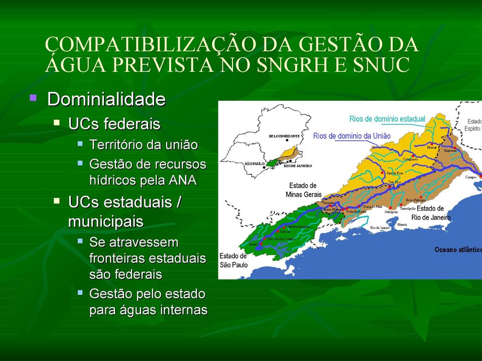 recursos hídricos pela ANA UCs estaduais / municipais Se