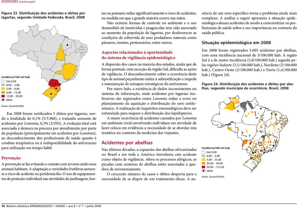 968), e tratando somente de acidentes por Lonomia, 0,3% (2/592).