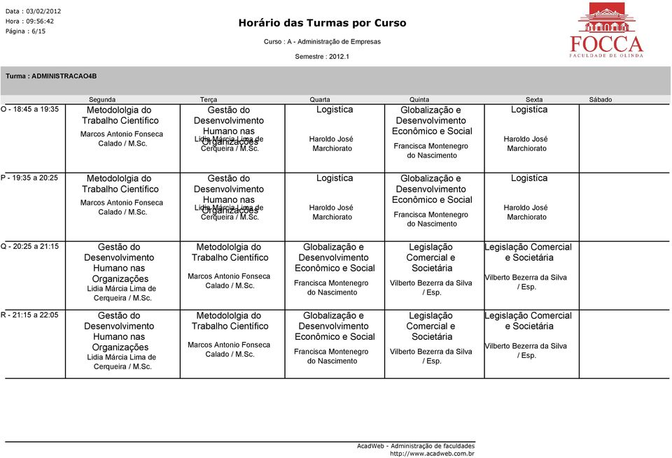 Marchiorato Globalização e Econômico e Social Logistíca Haroldo José Marchiorato Gestão do Humano nas Organizações Lidia Márcia Lima de Cerqueira / Metodololgia do Trabalho Científico Calado /