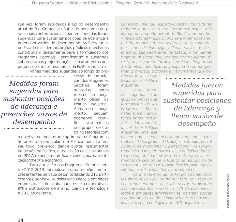 As Secretarias de Estado e os demais órgãos públicos envolvidos contribuíram diretamente para a formulação dos Programas Setoriais, identificando e sugerindo subprogramas,projetos, ações e