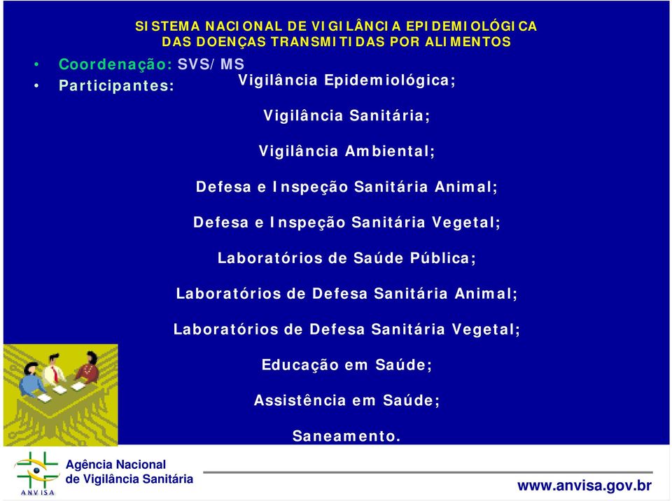 Sanitária Animal; Defesa e Inspeção Sanitária Vegetal; Laboratórios de Saúde Pública; Laboratórios de