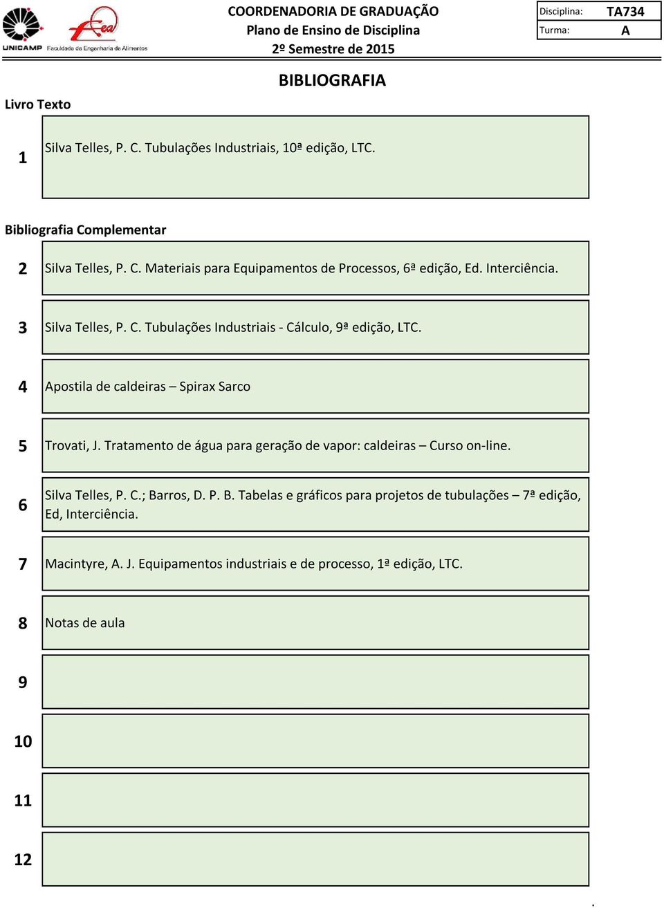 4 postila caliras Spirax Sarco 5 Trovati, J. Tratamento água para geração vapor: caliras Curso on-line. 6 Silva Telles, P. C.; Ba