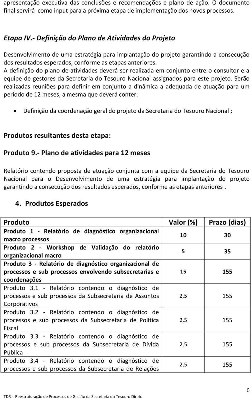 A definição do plano de atividades deverá ser realizada em conjunto entre o consultor e a equipe de gestores da Secretaria do Tesouro Nacional assignados para este projeto.