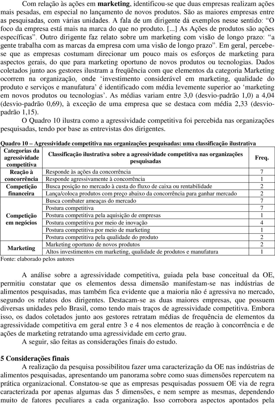 ..] As Ações de produtos são ações específicas. Outro dirigente faz relato sobre um marketing com visão de longo prazo: a gente trabalha com as marcas da empresa com uma visão de longo prazo.