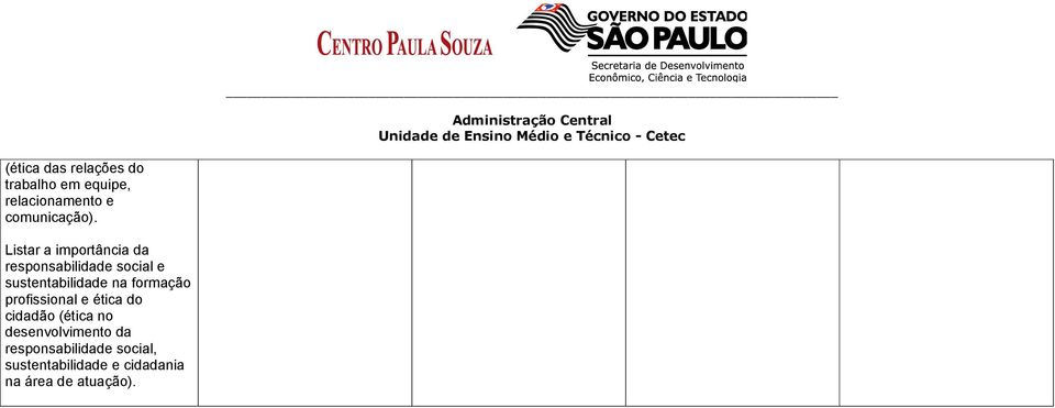 Listar a importância da responsabilidade social e sustentabilidade na