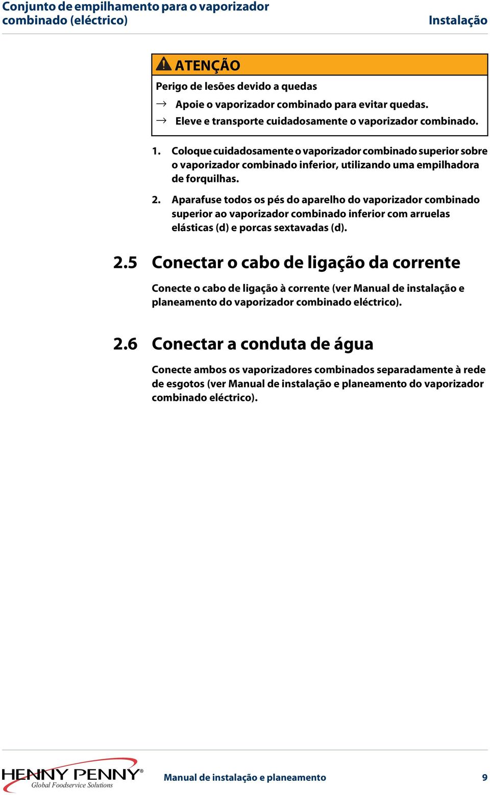 Aparafuse todos os pés do aparelho do vaporizador combinado superior ao vaporizador combinado inferior com arruelas elásticas (d) e porcas sextavadas (d). 2.