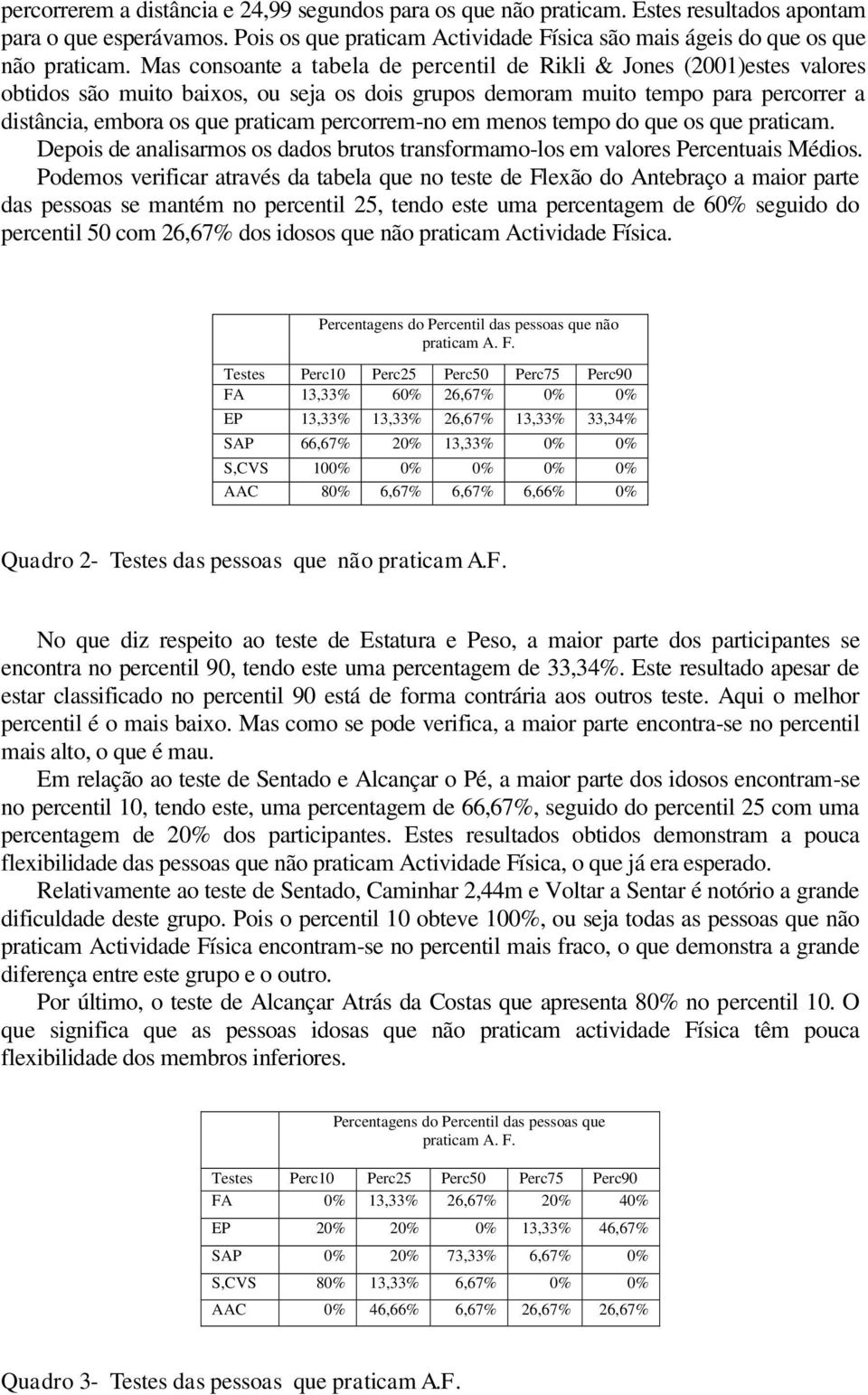 percorrem-no em menos tempo do que os que praticam. Depois de analisarmos os dados brutos transformamo-los em valores Percentuais Médios.