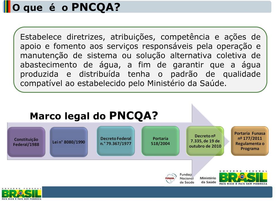 responsáveis pela operação e manutenção de sistema ou solução alternativa coletiva de