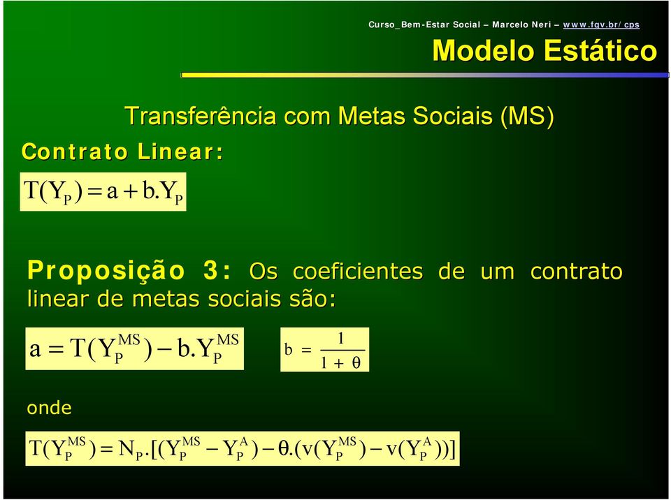 com Metas Sociais (MS) roposição 3: Os coeficientes de um contrato