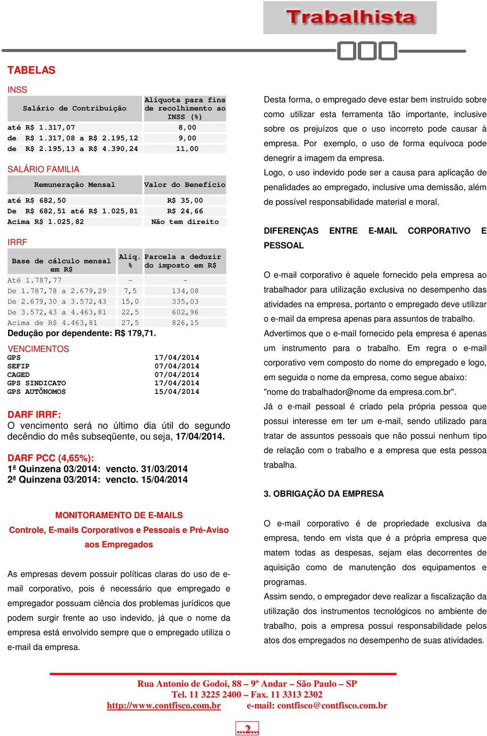 025,82 Não tem direito IRRF Base de cálculo mensal em R$ Alíq. % Parcela a deduzir do imposto em R$ Até 1.787,77 - - De 1.787,78 a 2.679,29 7,5 134,08 De 2.679,30 a 3.572,43 15,0 335,03 De 3.