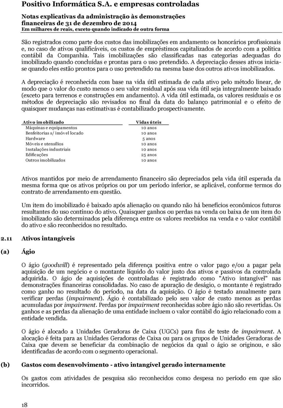 A depreciação desses ativos iniciase quando eles estão prontos para o uso pretendido na mesma base dos outros ativos imobilizados.