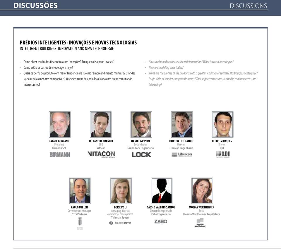 Que estruturas de apoio localizadas nas áreas comuns são interessantes? How to obtain financial results with innovation? What is worth investing in? How are modeling costs today?