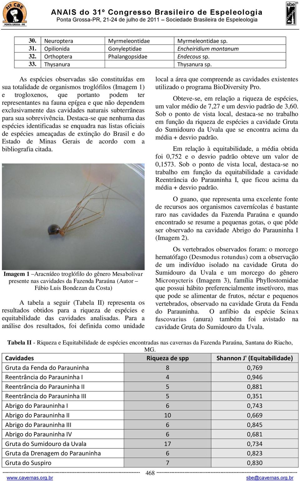 das cavidades naturais subterrâneas para sua sobrevivência.