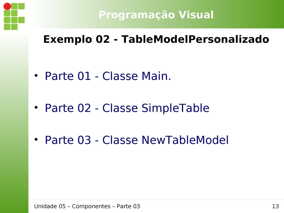 Parte 02 - Classe SimpleTable Parte 03