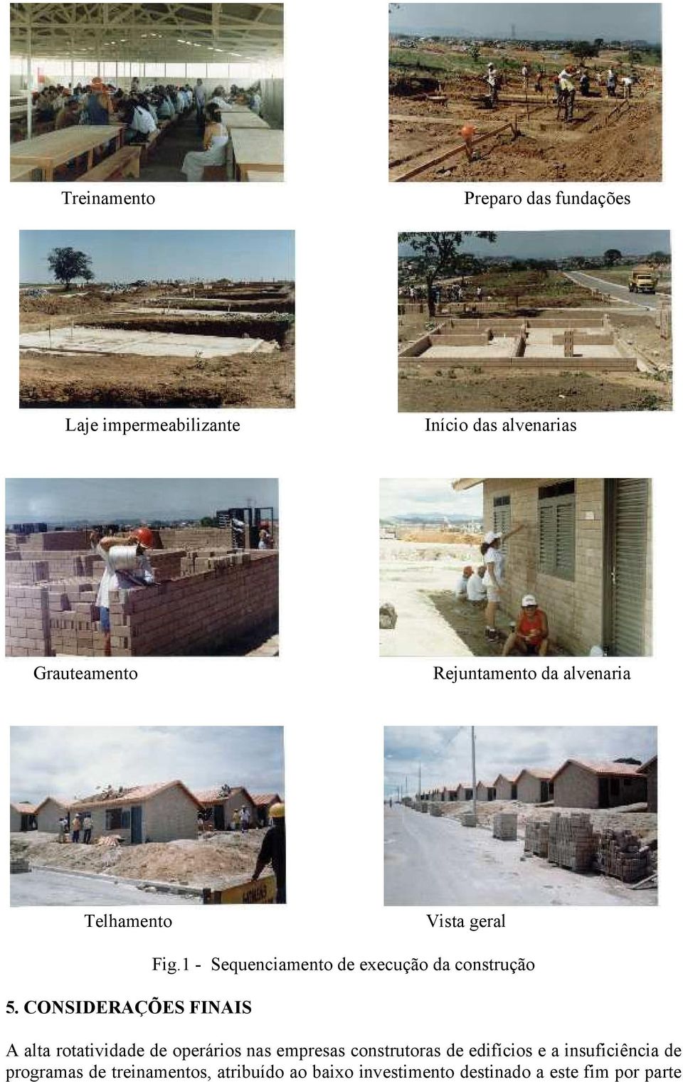 1 - Sequenciamento de execução da construção A alta rotatividade de operários nas empresas