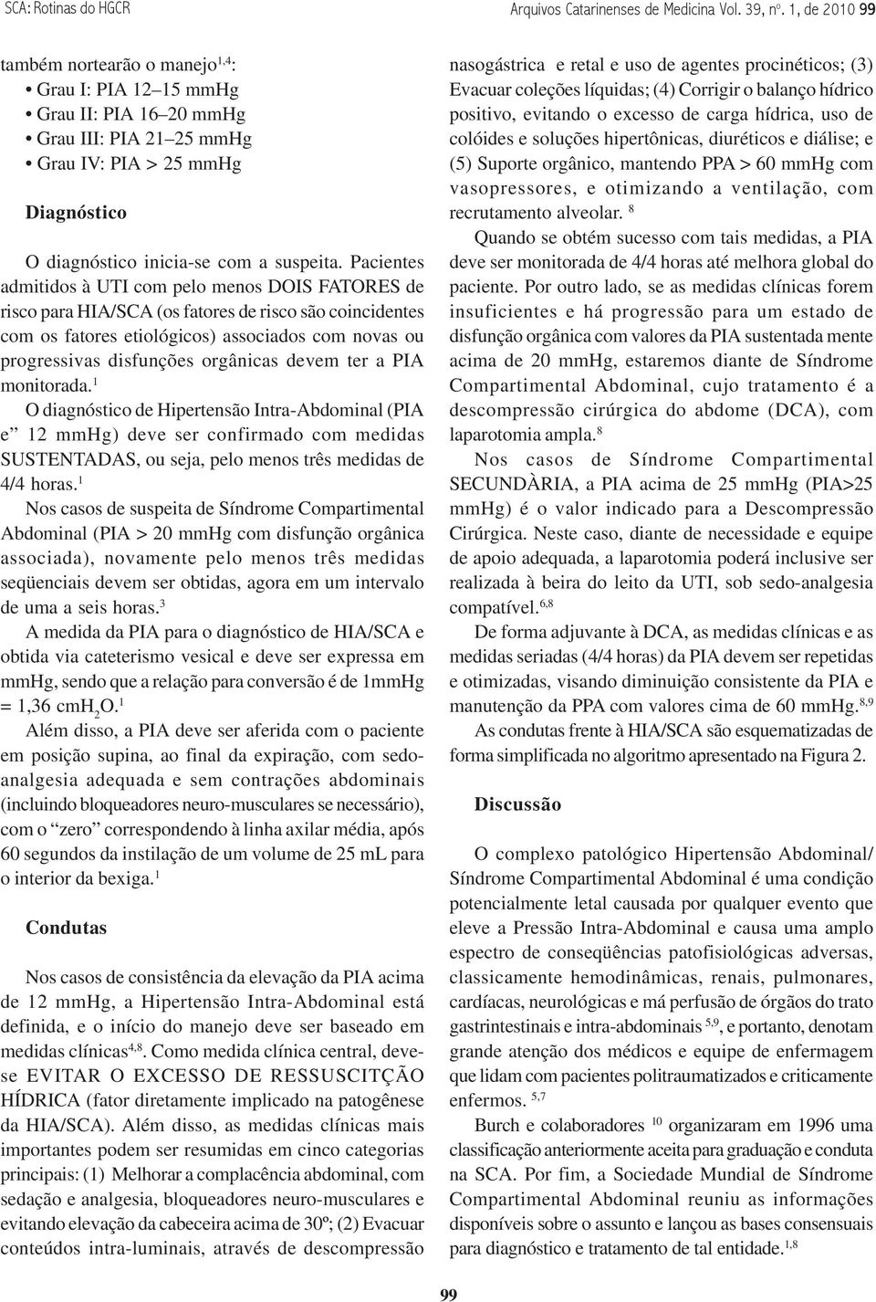 Pacientes admitidos à UTI com pelo menos DOIS FATORES de risco para HIA/SCA (os fatores de risco são coincidentes com os fatores etiológicos) associados com novas ou progressivas disfunções orgânicas