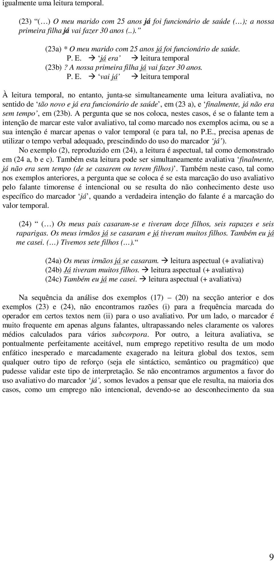 sentido de tão novo e já era funcionário de saúde, em (23 a), e finalmente, já não era sem tempo, em (23b).