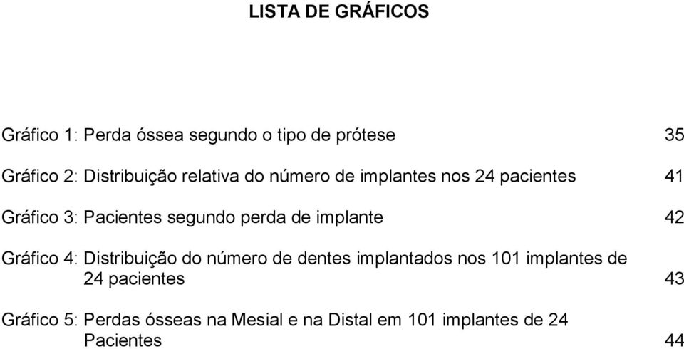 perda de implante 42 Gráfico 4: Distribuição do número de dentes implantados nos 101