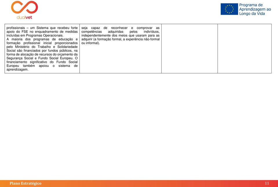 públicos, na forma de alocação de recursos do orçamento da Segurança Social e Fundo Social Europeu.