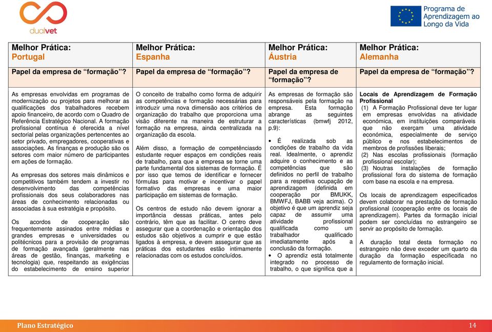 Papel da empresa de formação?