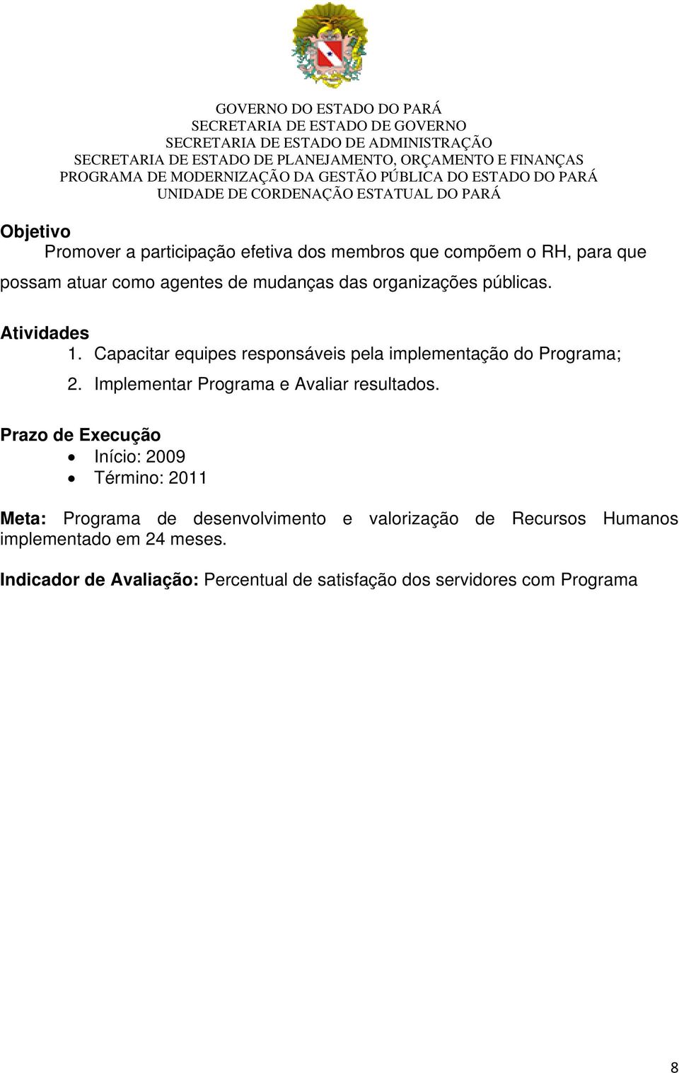 Implementar Programa e Avaliar resultados.