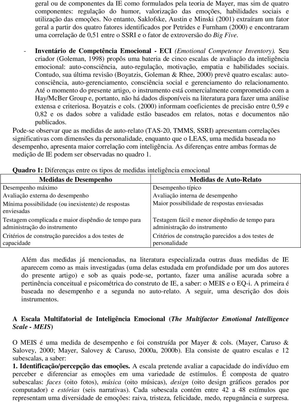 fator de extroversão do Big Five. - Inventário de Competência Emocional - ECI (Emotional Competence Inventory).