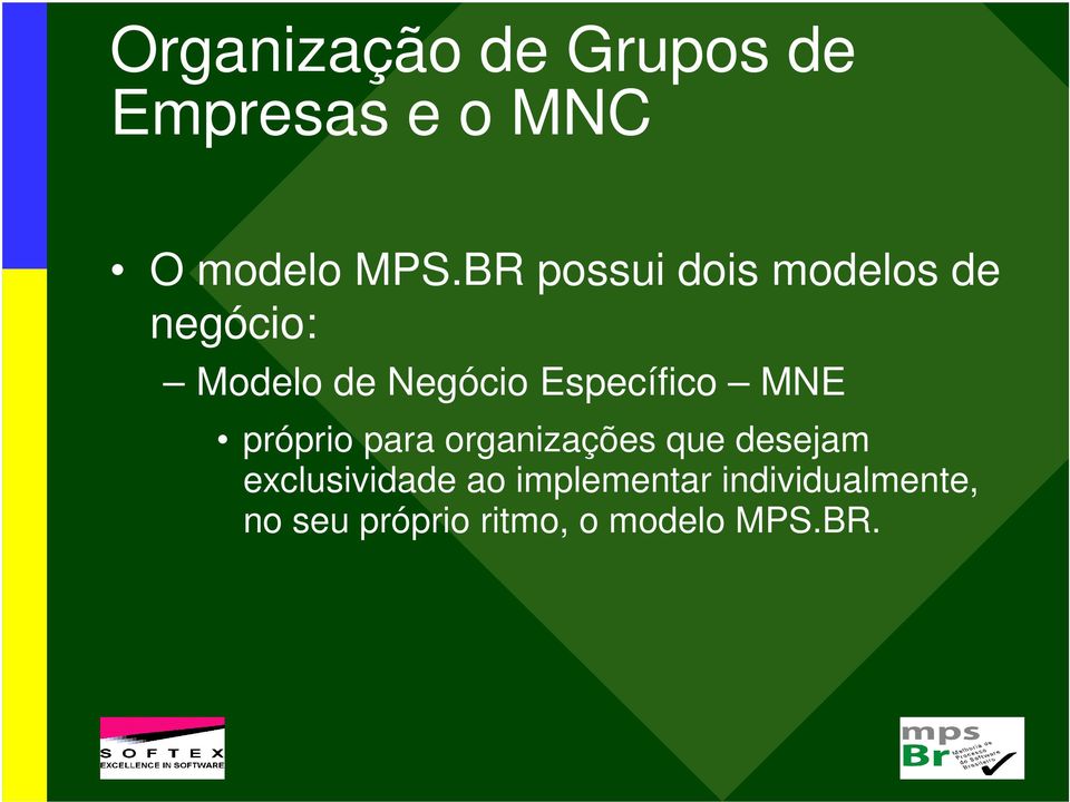 Específico MNE próprio para organizações que desejam