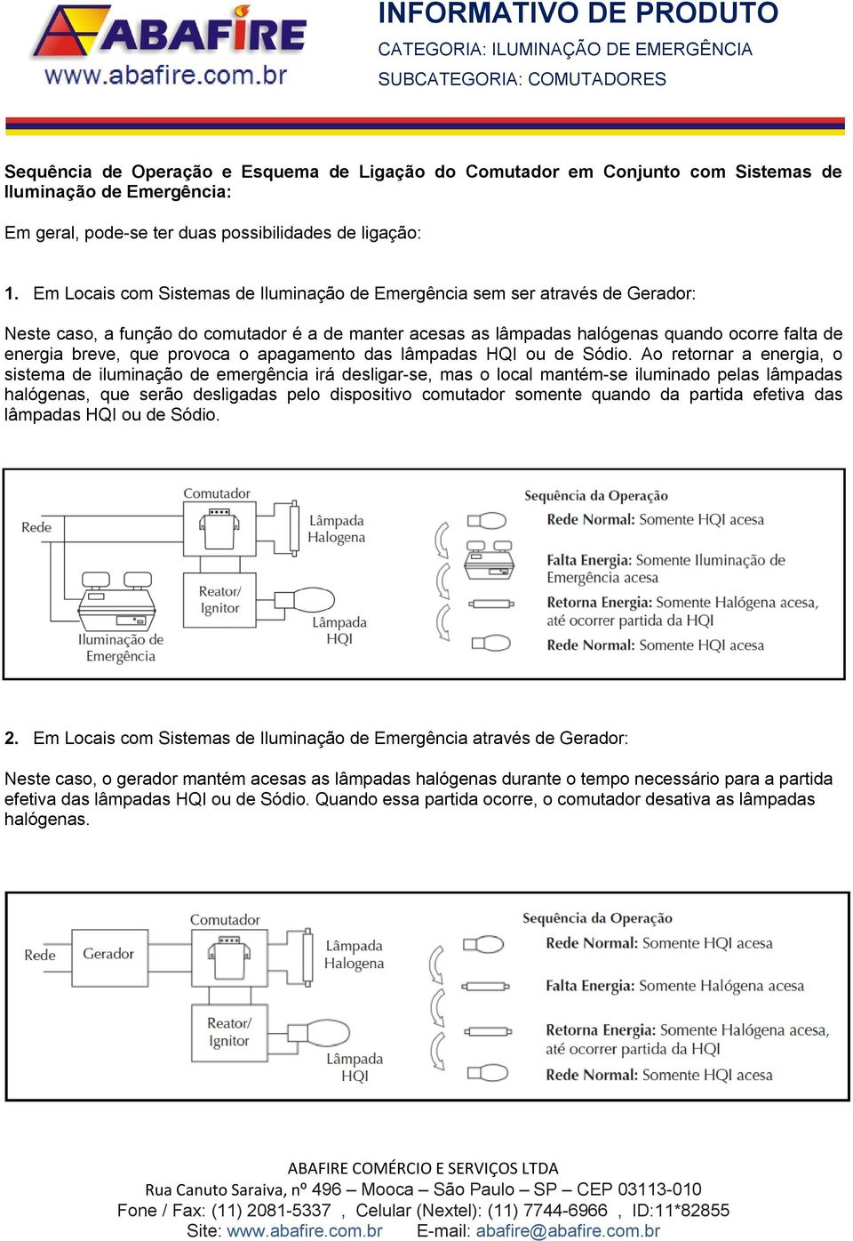 provoca o apagamento das lâmpadas HQI ou de Sódio.