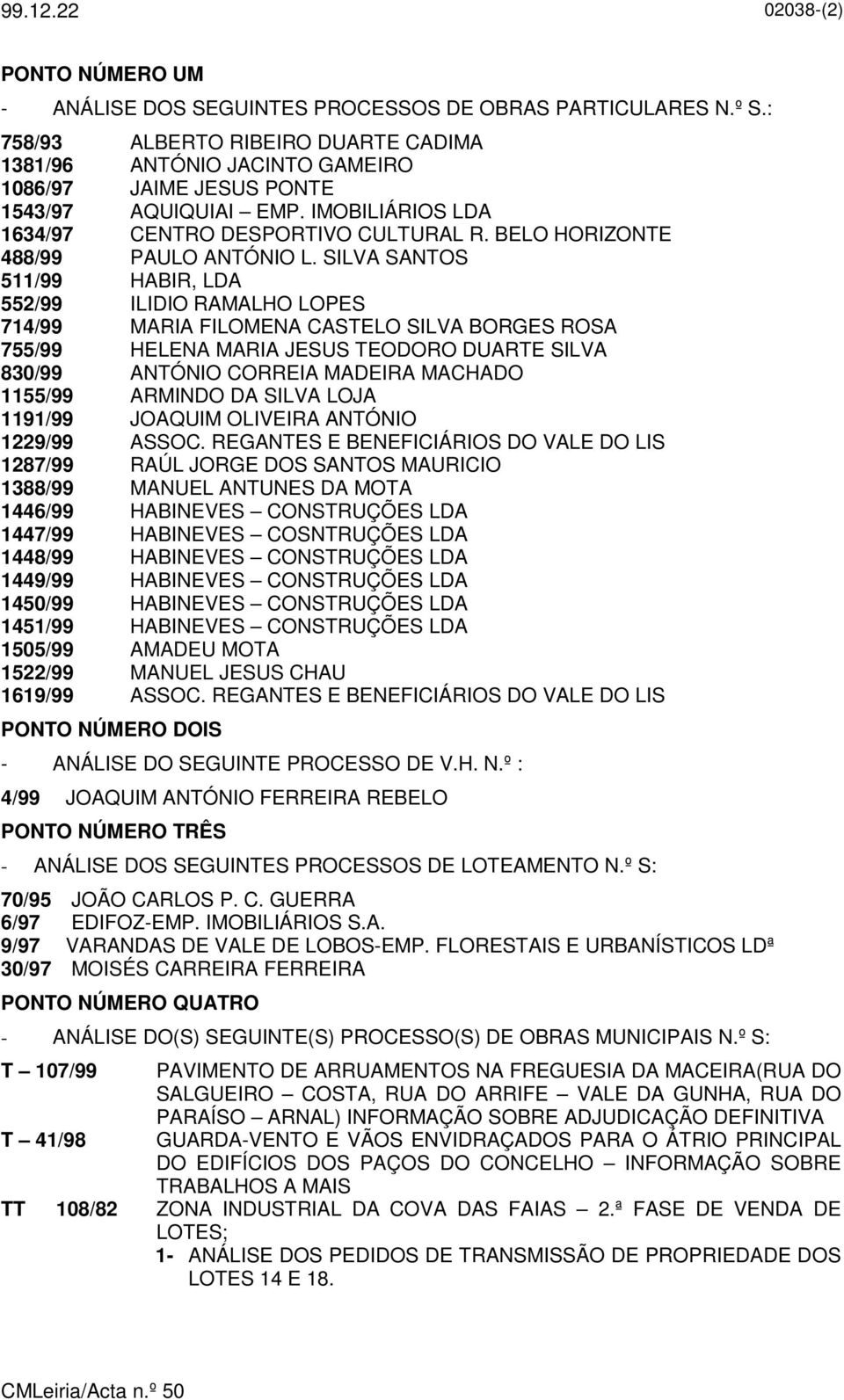 BELO HORIZONTE 488/99 PAULO ANTÓNIO L.