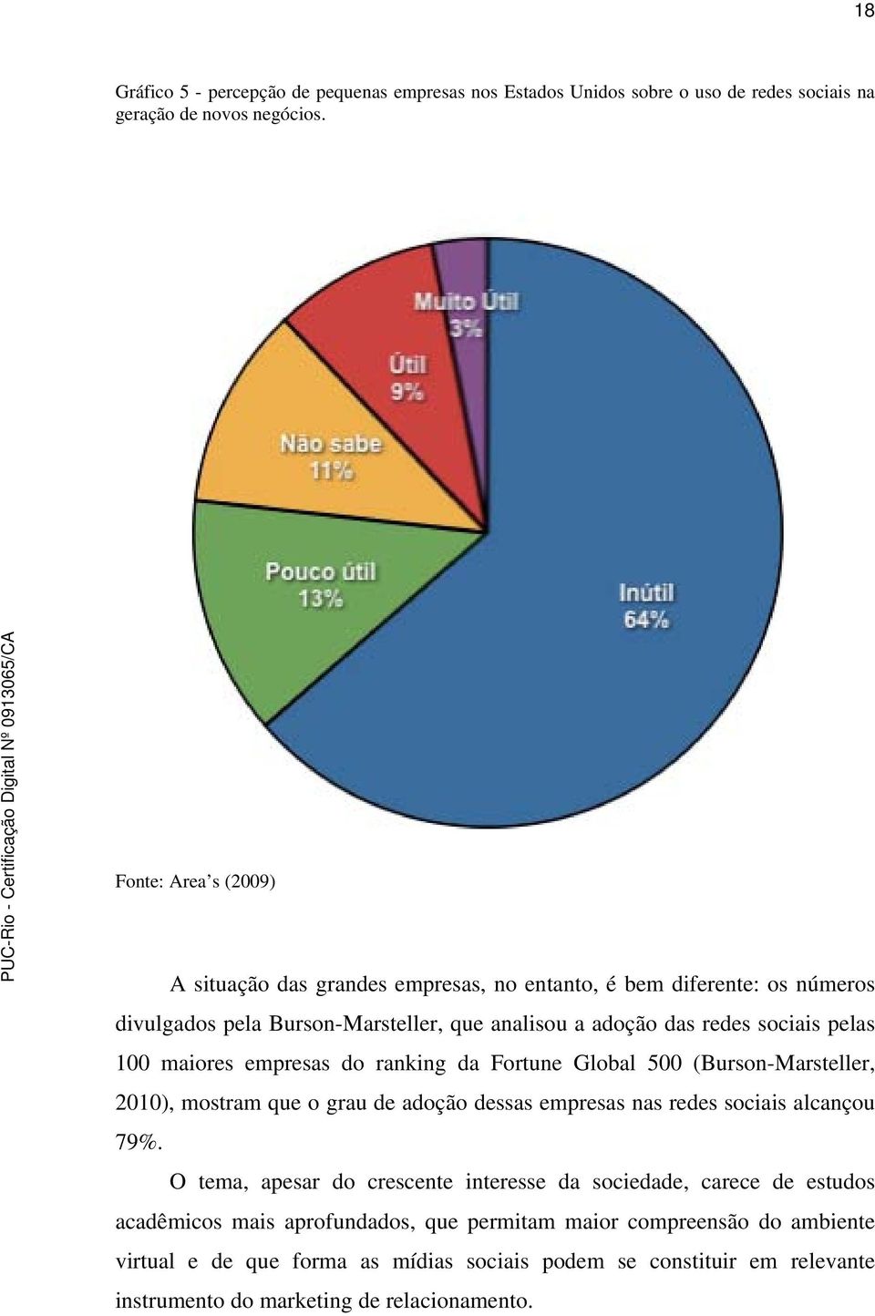 maiores empresas do ranking da Fortune Global 500 (Burson-Marsteller, 2010), mostram que o grau de adoção dessas empresas nas redes sociais alcançou 79%.