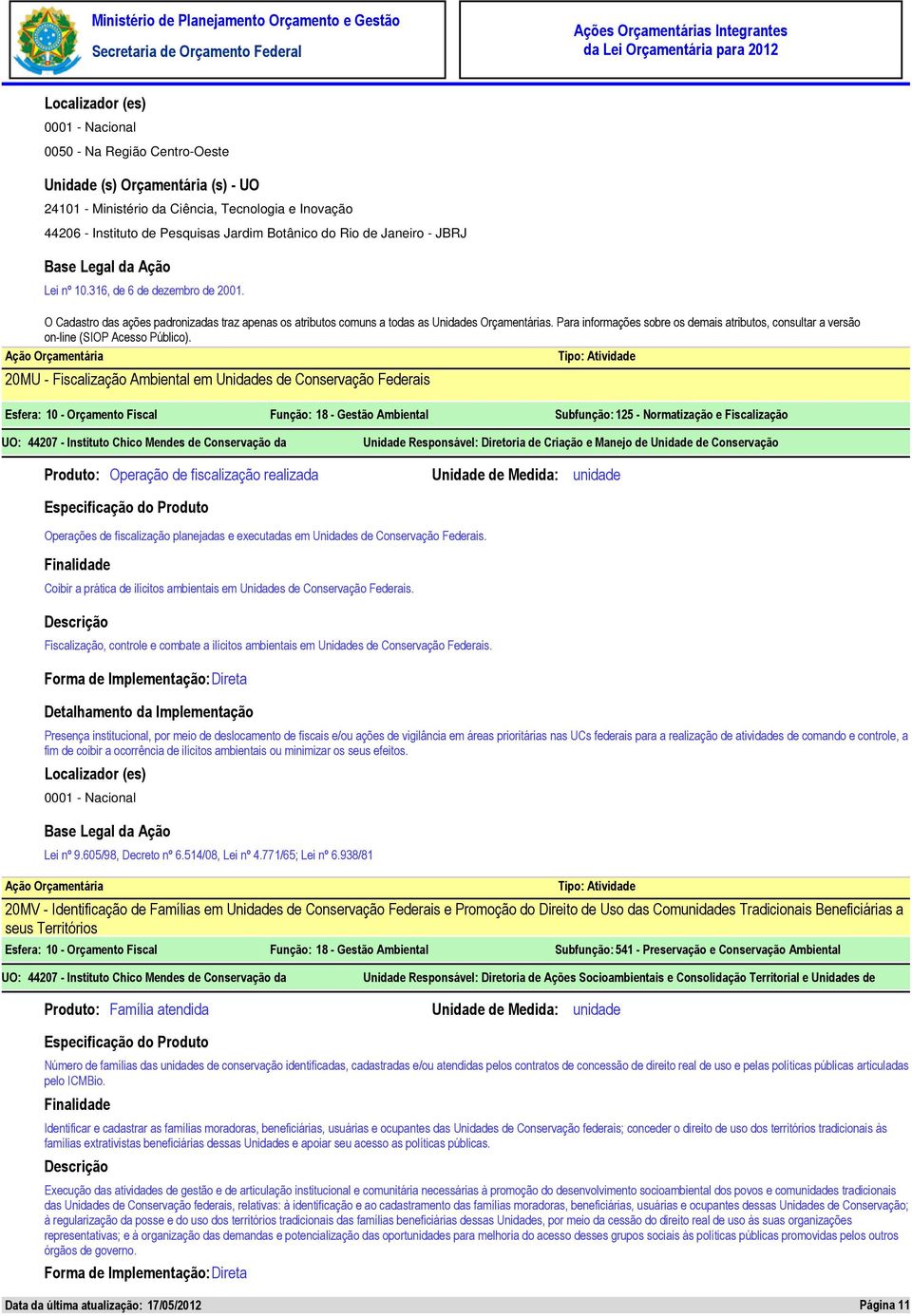 Para informações sobre os demais atributos, consultar a versão on-line (SIOP Acesso Público).