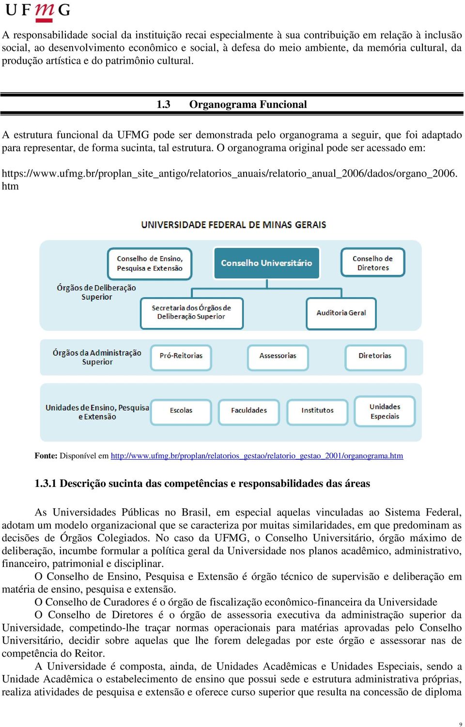 3 Organograma Funcional A estrutura funcional da UFMG pode ser demonstrada pelo organograma a seguir, que foi adaptado para representar, de forma sucinta, tal estrutura.