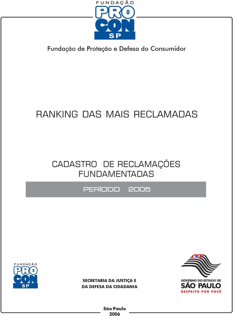 RECLAMAÇÕES FUNDAMENTADAS PERÍODO 2005