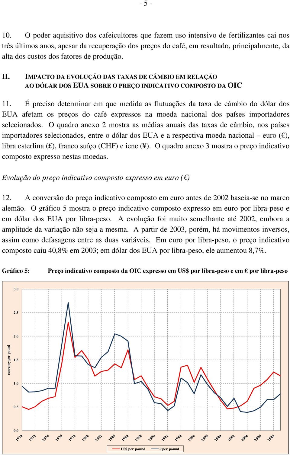 fatores de produção. II. IMPACTO DA EVOLUÇÃO DAS TAXAS DE CÂMBIO EM RELAÇÃO AO DÓLAR DOS EUA SOBRE O PREÇO INDICATIVO COMPOSTO DA OIC 11.