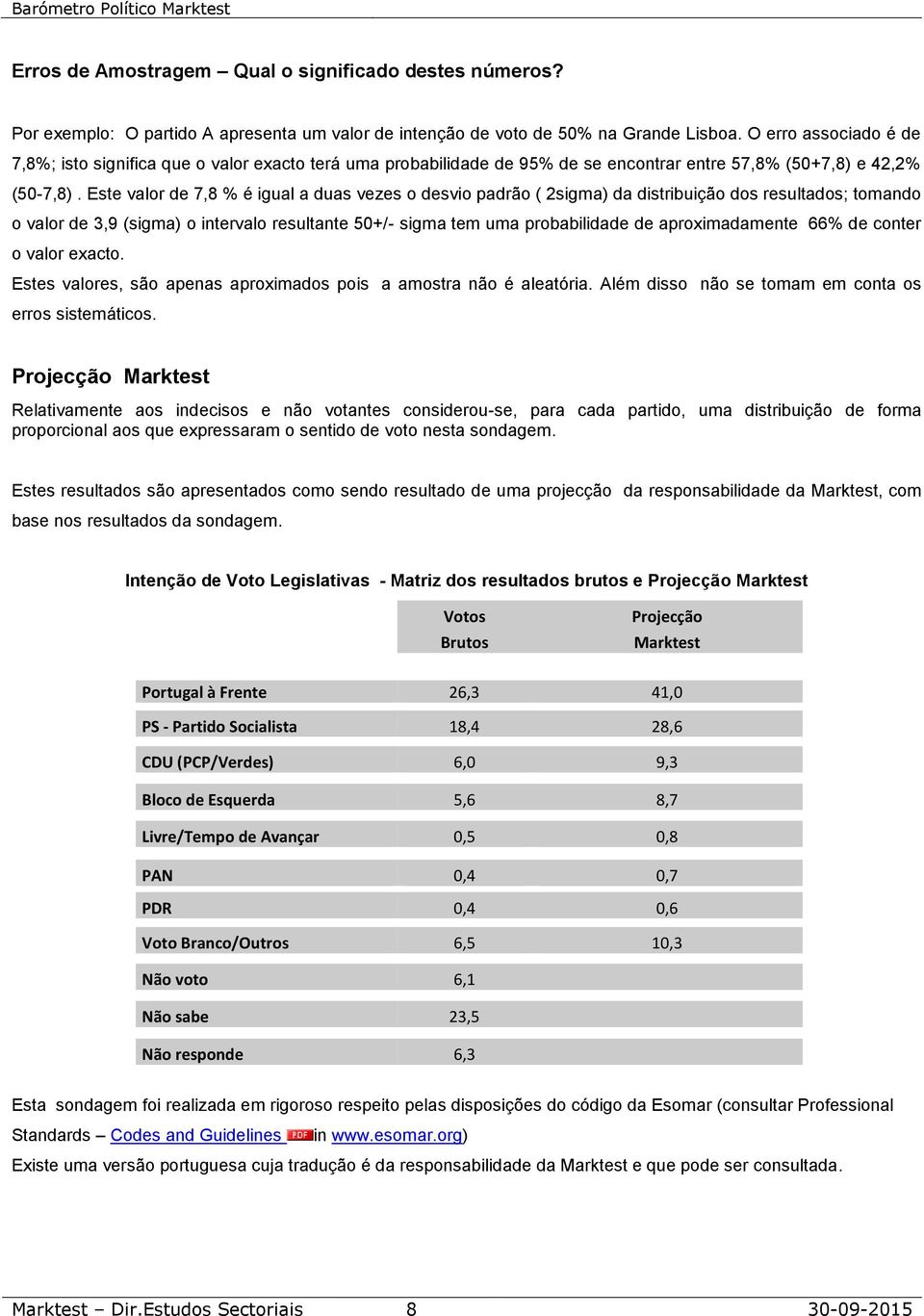 Este valor de 7,8 % é igual a duas vezes o desvio padrão ( sigma) da distribuição dos resultados; tomando o valor de 3,9 (sigma) o intervalo resultante +/- sigma tem uma probabilidade de