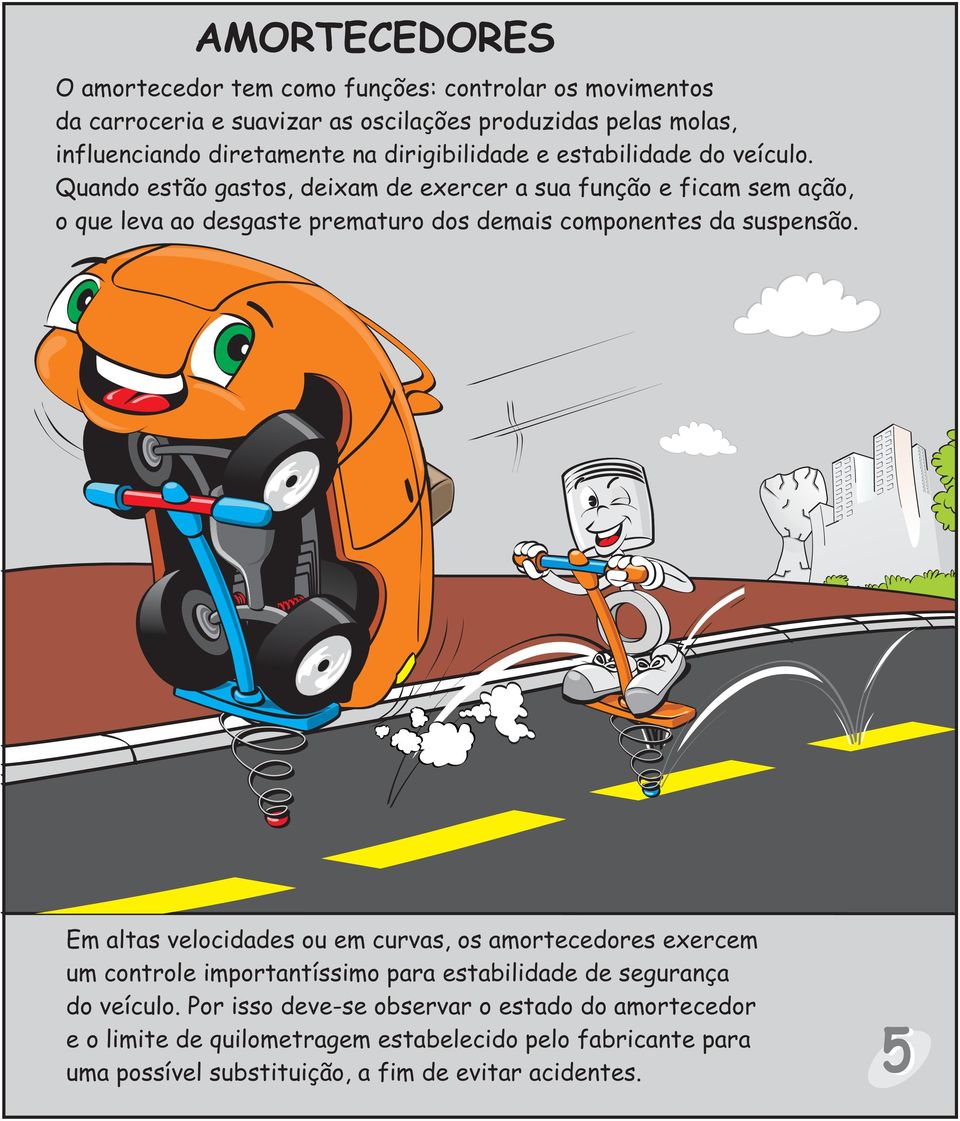 Quando estão gastos, deixam de exercer a sua função e ficam sem ação, o que leva ao desgaste prematuro dos demais componentes da suspensão.