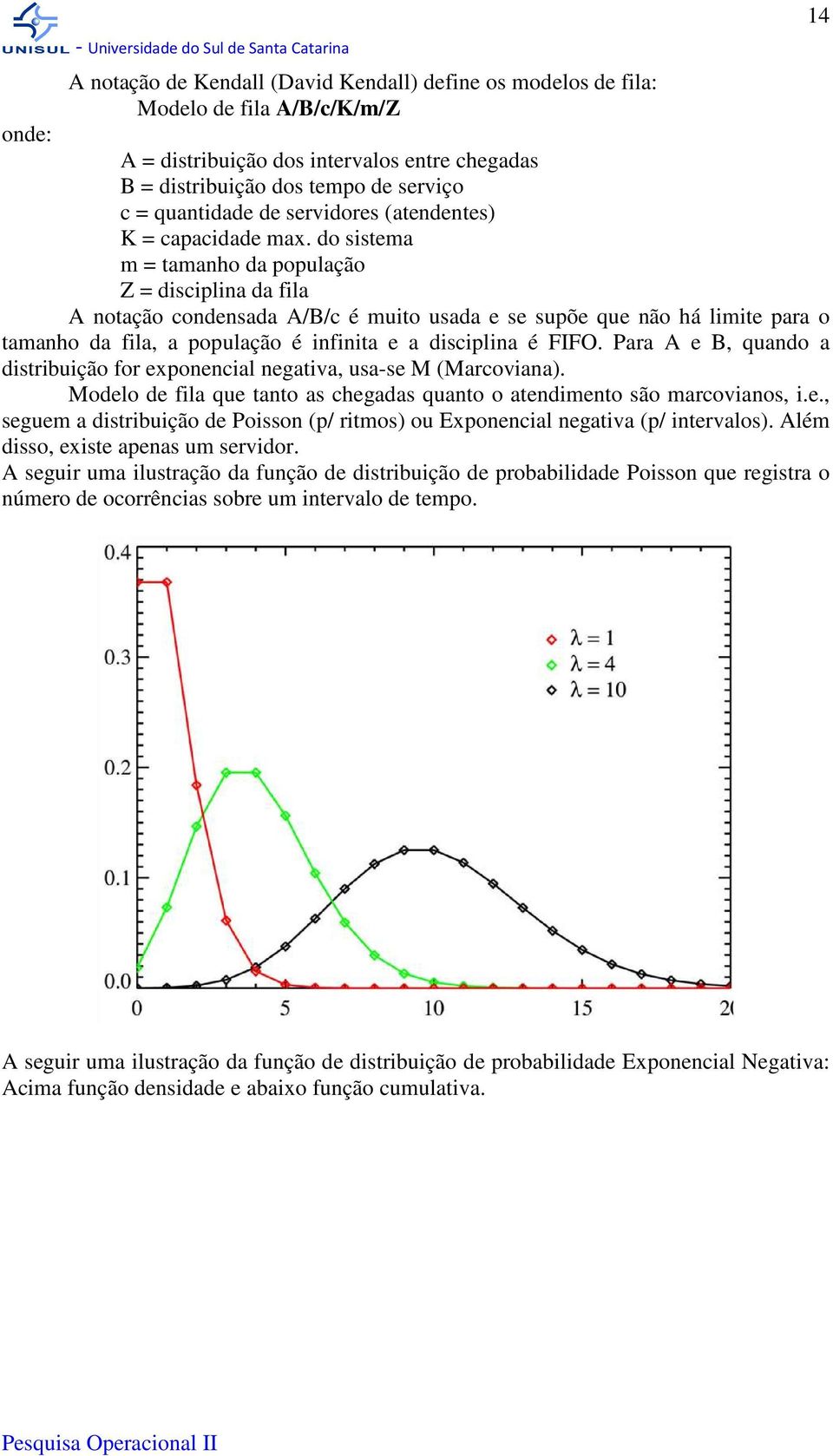 do sistema m = tamanho da população Z = disciplina da fila A notação condensada A/B/c é muito usada e se supõe que não há limite para o tamanho da fila, a população é infinita e a disciplina é FIFO.