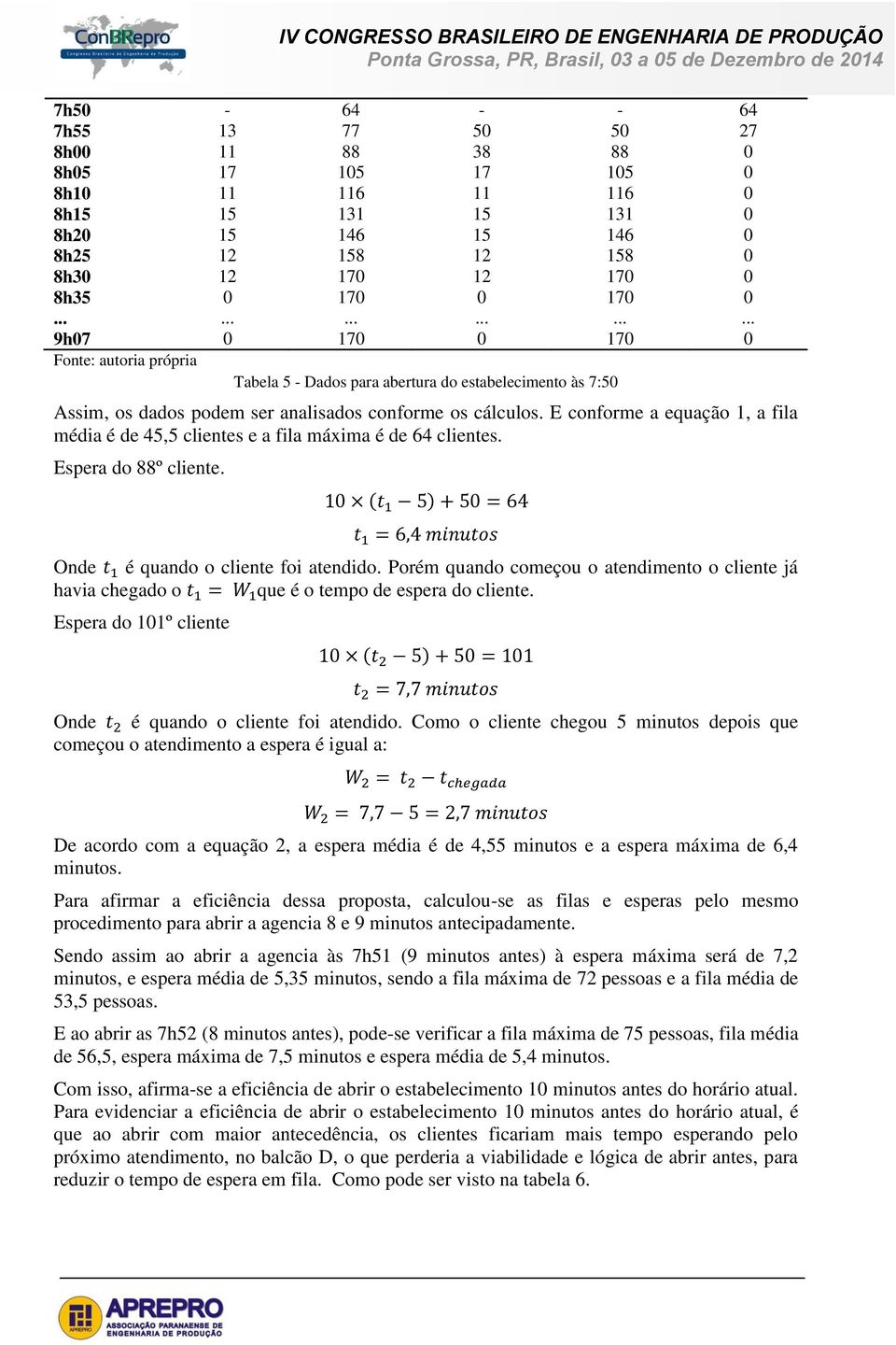 E conforme a equação 1, a fila média é de 45,5 clientes e a fila máxima é de 64 clientes. Espera do 88º cliente. 0 0 0 Onde é quando o cliente foi atendido.