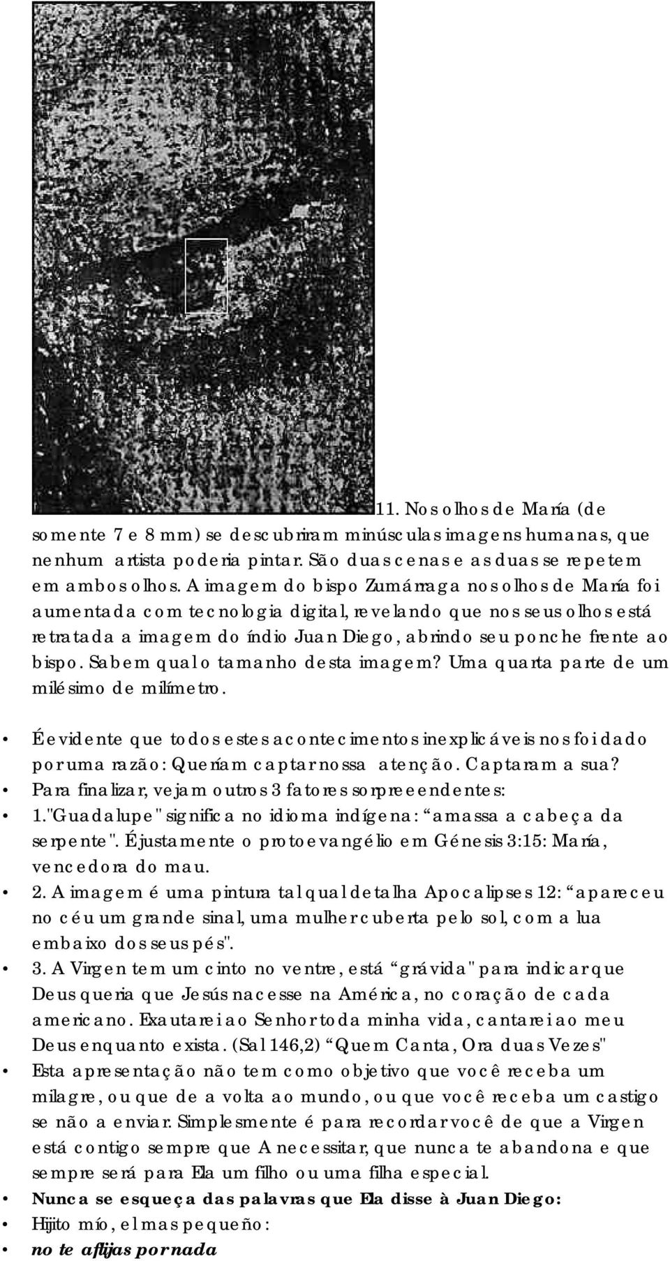 Sabem qual o tamanho desta imagem? Uma quarta parte de um milésimo de milímetro. É evidente que todos estes acontecimentos inexplicáveis nos foi dado por uma razão: Queríam captar nossa atenção.