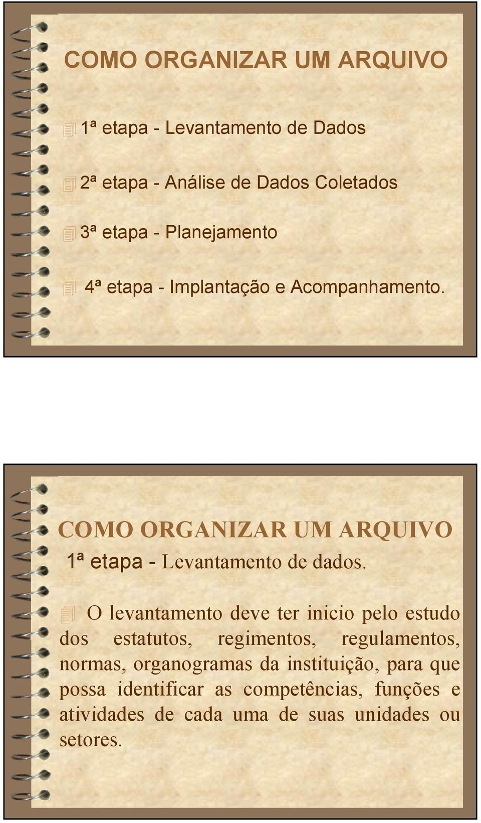 COMO ORGANIZAR UM ARQUIVO 1ª etapa - Levantamento de dados.