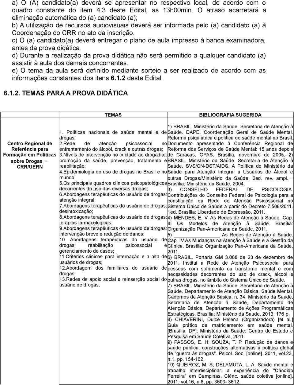 c) O (a) candidato(a) deverá entregar o plano de aula impresso à banca examinadora, antes da prova didática.