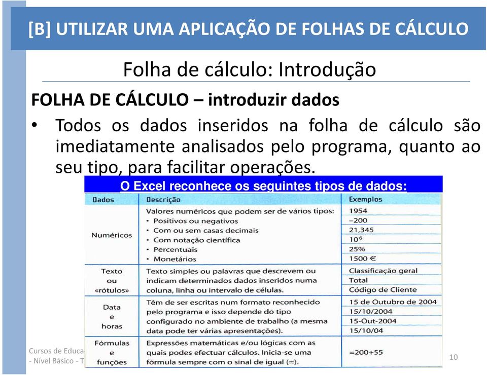 quanto ao seu tipo, para facilitar operações.