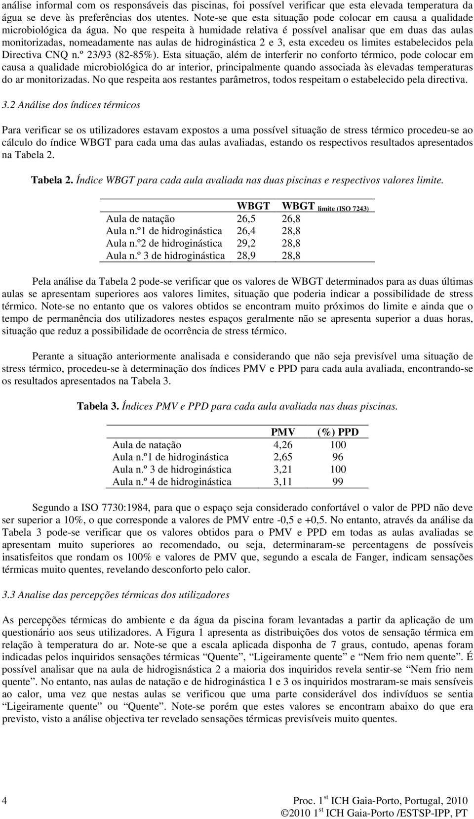 No que respeita à humidade relativa é possível analisar que em duas das aulas monitorizadas, nomeadamente nas aulas de 2 e 3, esta excedeu os limites estabelecidos pela Directiva CNQ n.