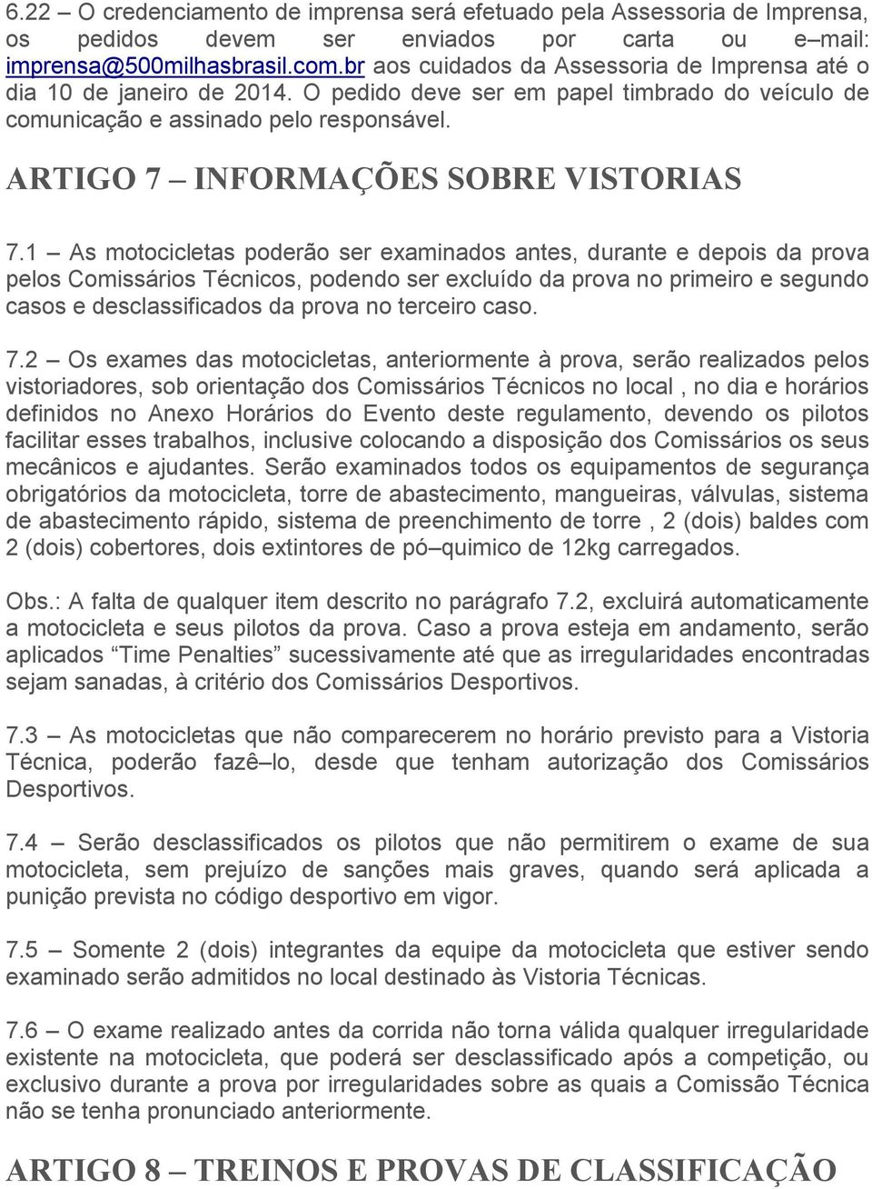 ARTIGO 7 INFORMAÇÕES SOBRE VISTORIAS 7.