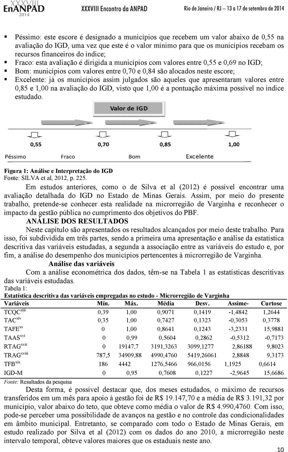 julgados são aqueles que apresentaram valores entre 0,85 e 1,00 na avaliação do IGD, visto que 1,00 é a pontuação máxima possível no índice estudado.