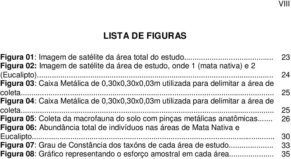 .. 25 Figura 04: Caixa Metálica de 0,30x0,30x0,03m utilizada para delimitar a área de coleta.