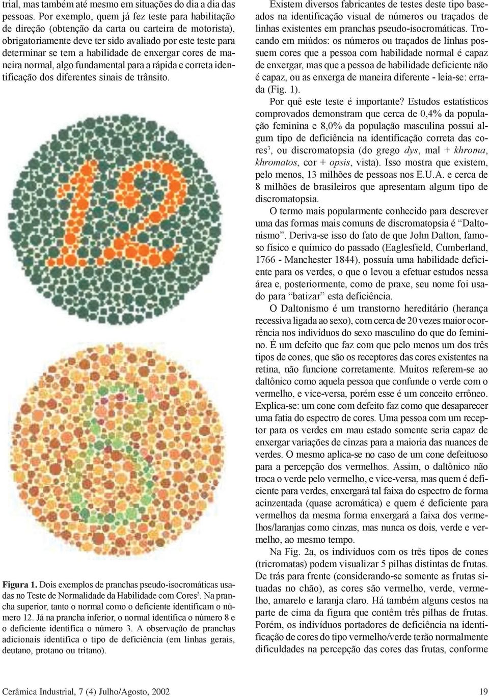 enxergar cores de maneira normal, algo fundamental para a rápida e correta identificação dos diferentes sinais de trânsito. Figura 1.